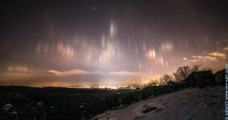 Light Pillars over Morgantown, WV - From Coopers Rocks Overlook